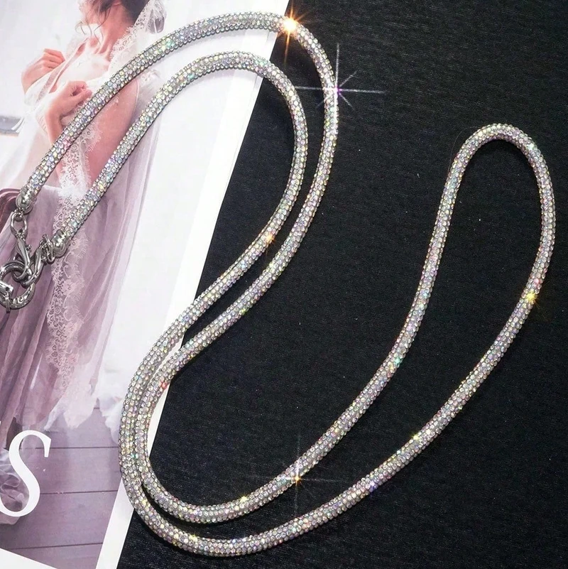 Rhinestone Strap Crossbody with Phone Tet