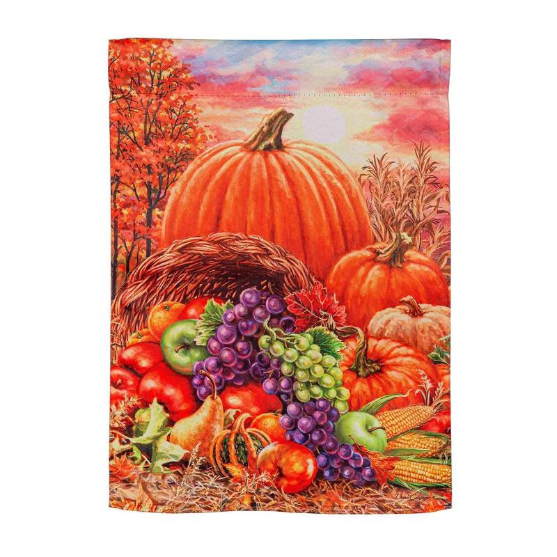 Evergreen Plentiful Harvest Suede Garden Flag