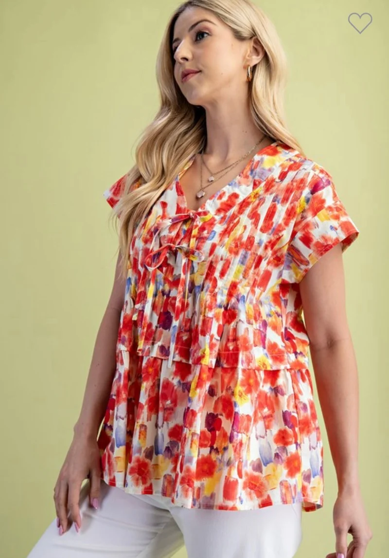 Gigio V neck pleated top