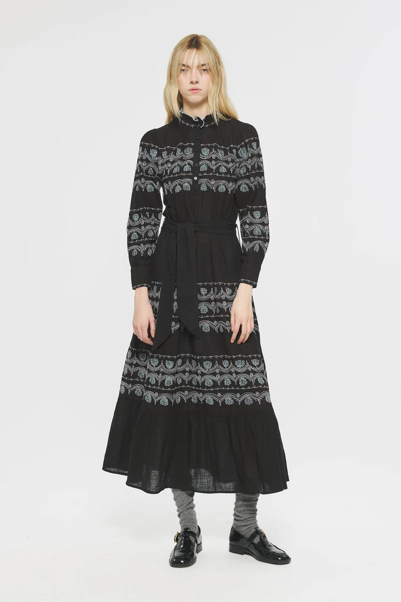 Robe longue brodée Nelly