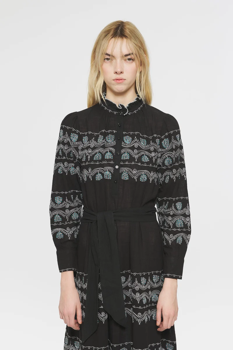 Robe longue brodée Nelly
