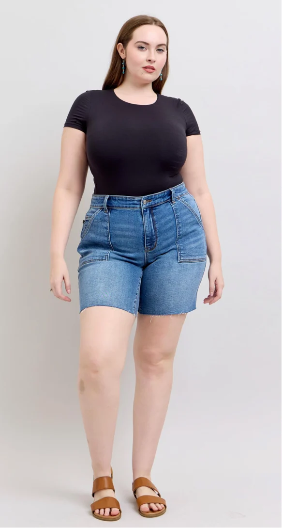 Judy Blues Plus Mid Rise Bermudas Shorts
