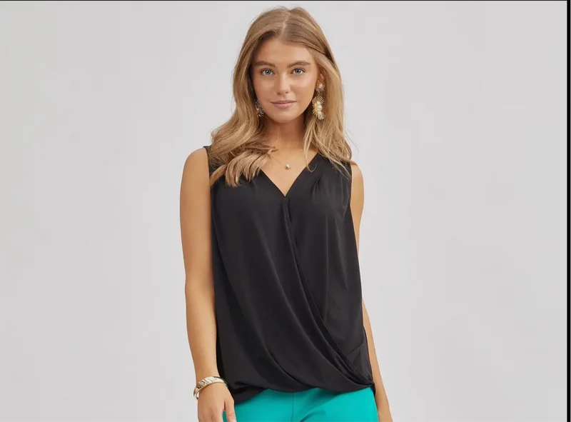Dear Scarlett Surplice V-neck Solid Sleeveless Tank