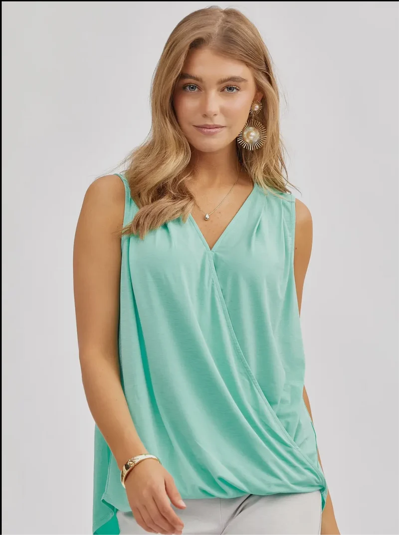Dear Scarlett Surplice V-neck Solid Sleeveless Tank