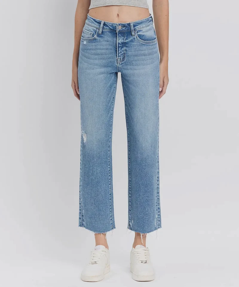 Flying Monkey High Rise Ankle Straight Jeans Sweet Time