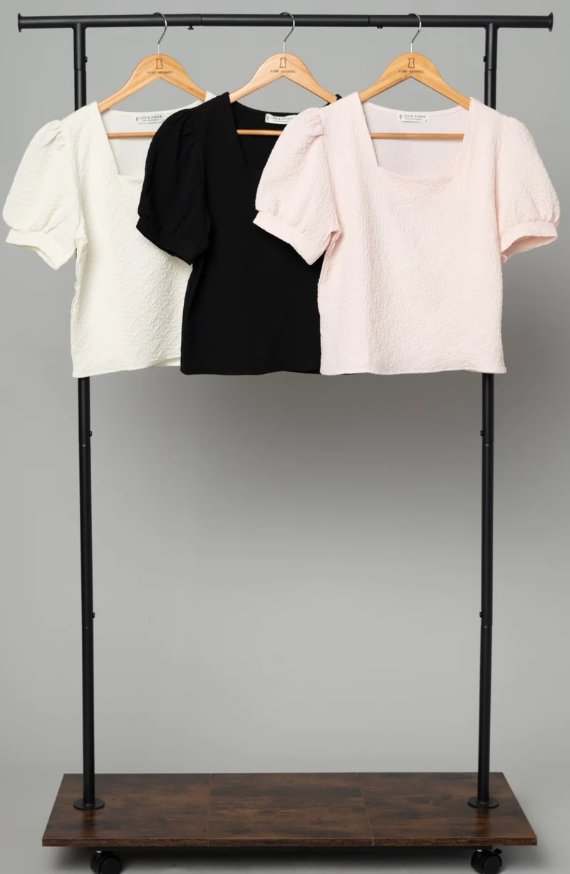 Textured Square Neck Top