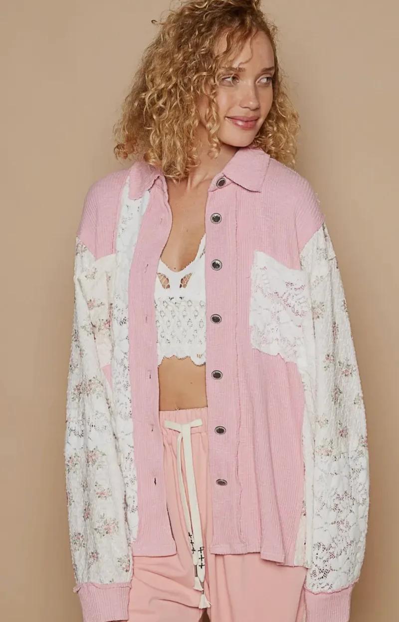 POL Oversized Floral Contrast Front Pockets
