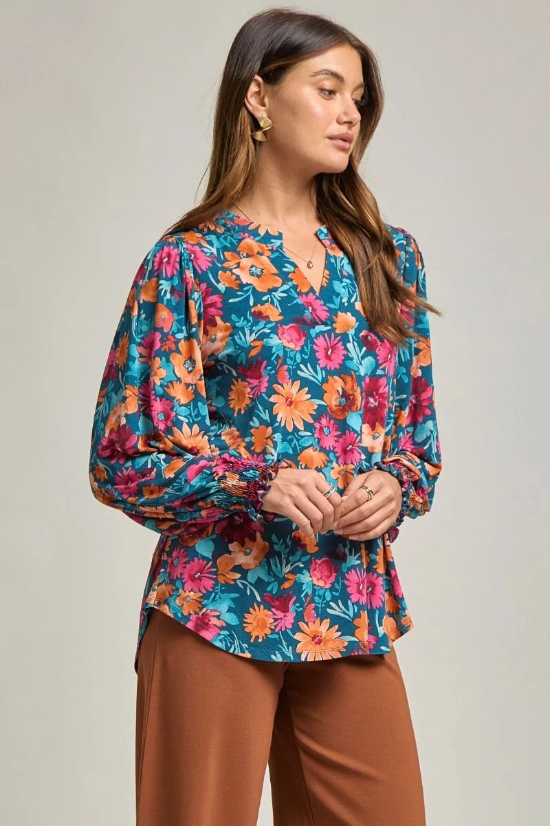 Dear Scarlett LizSmock Dark Teal Top