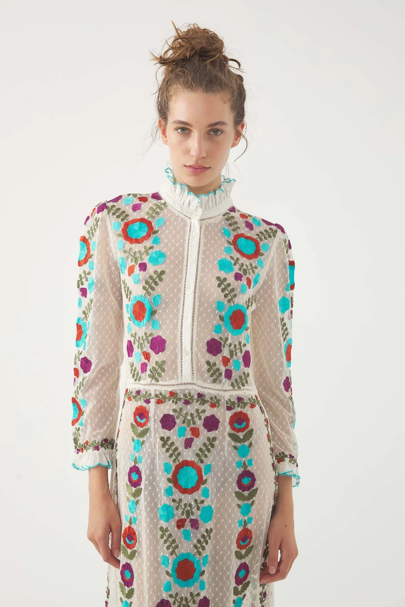 Robe longue brodée Ary