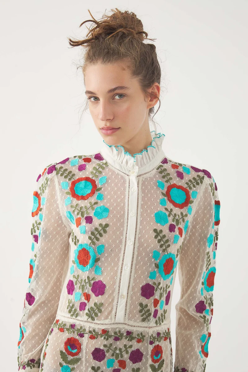 Robe longue brodée Ary