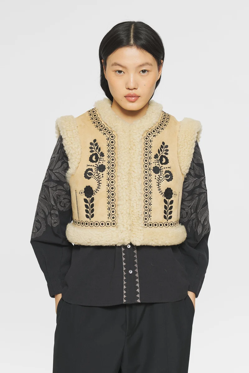 Gilet brodé et reversible Dune