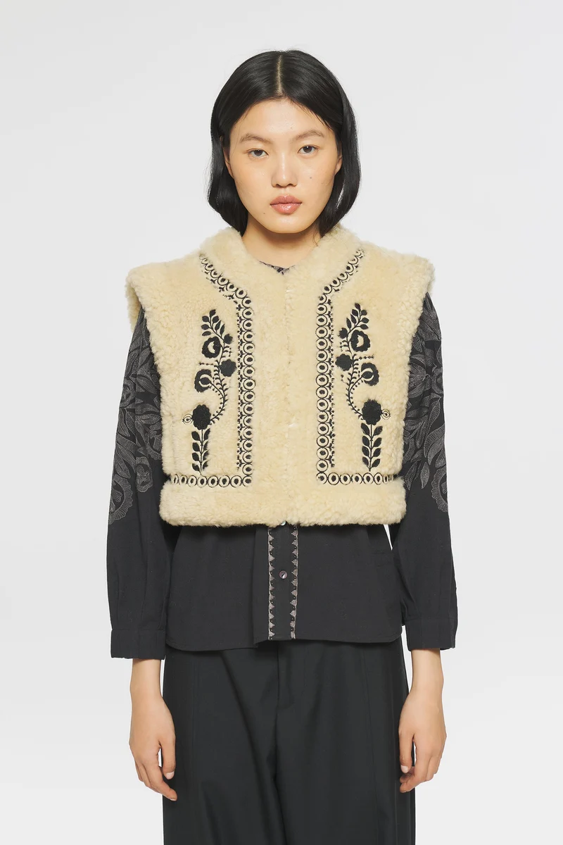 Gilet brodé et reversible Dune