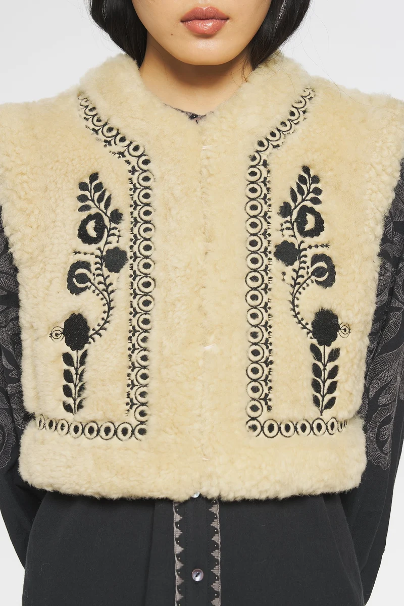 Gilet brodé et reversible Dune