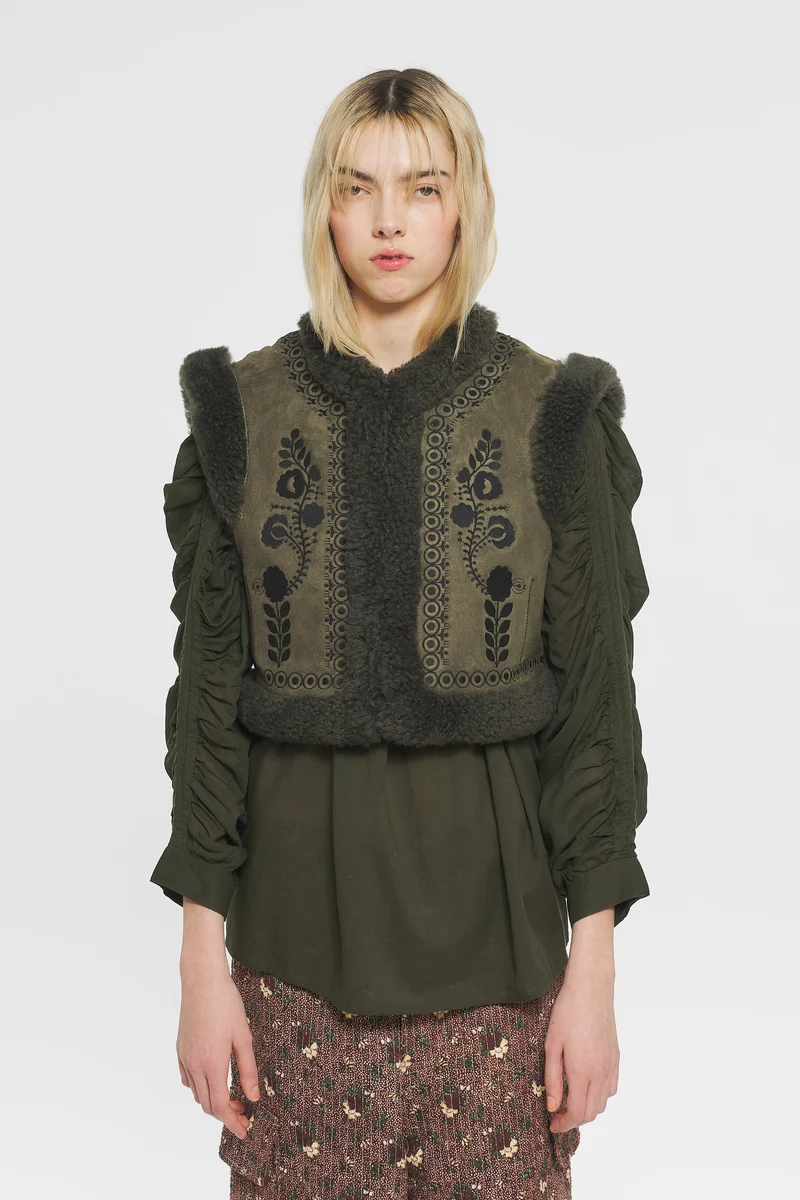 Gilet brodé et reversible Dune