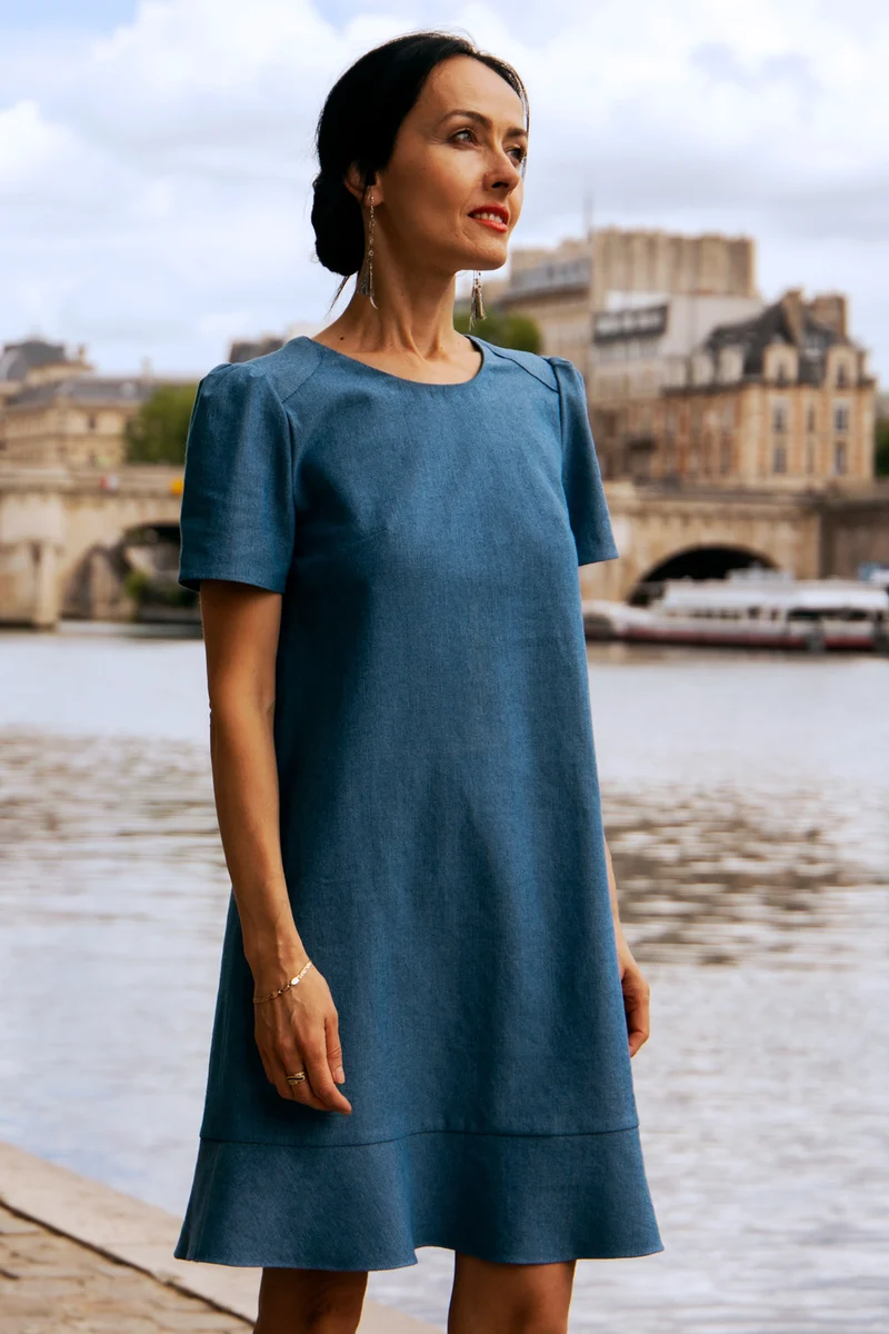Robe Masha - jean bleu clair - coton upcyclé