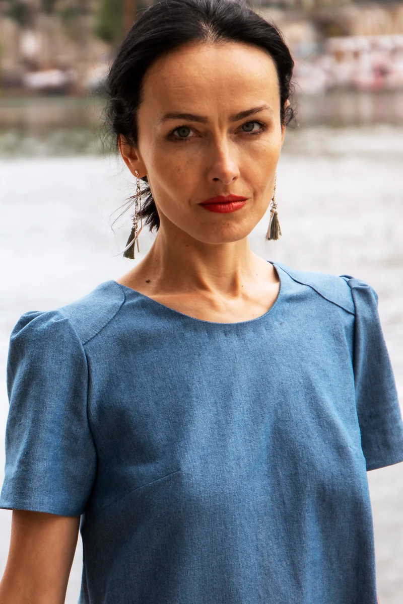 Robe Masha - jean bleu clair - coton upcyclé