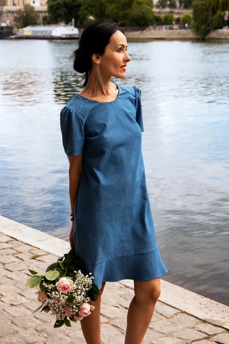 Robe Masha - jean bleu clair - coton upcyclé