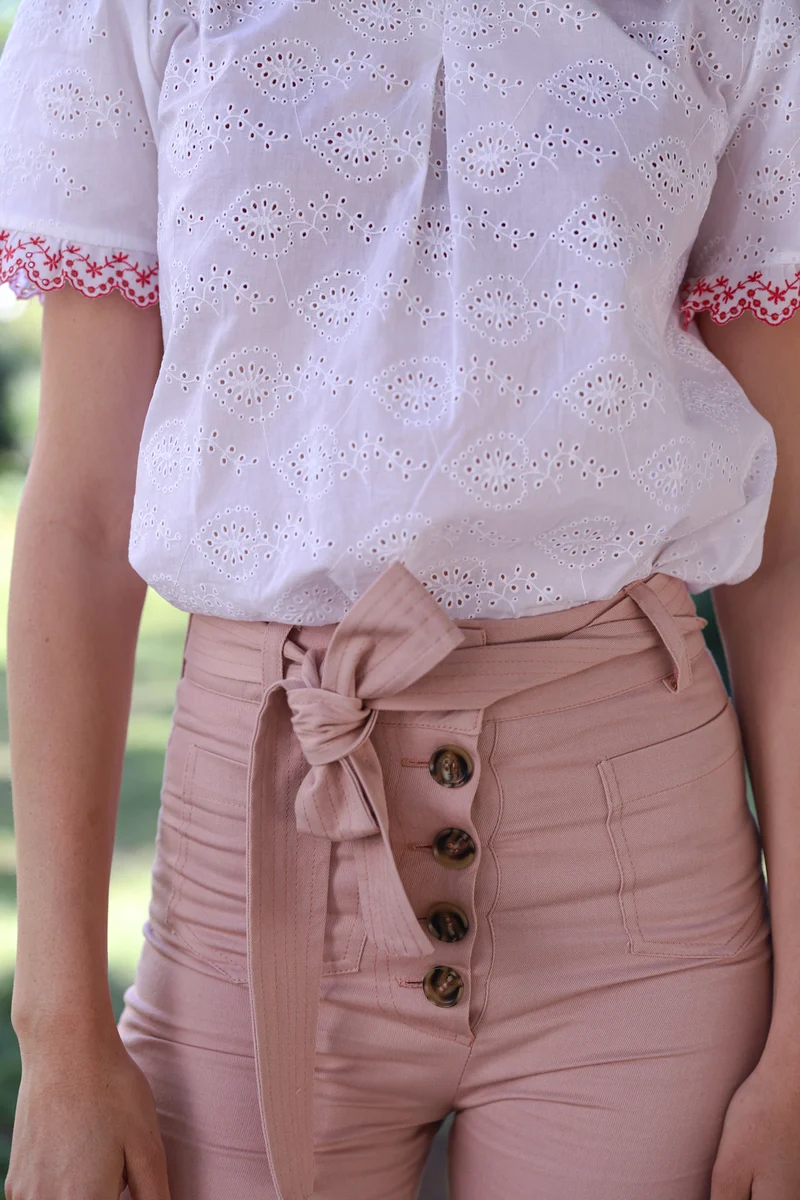 Pantalon Misha - long - toile rose poudrée