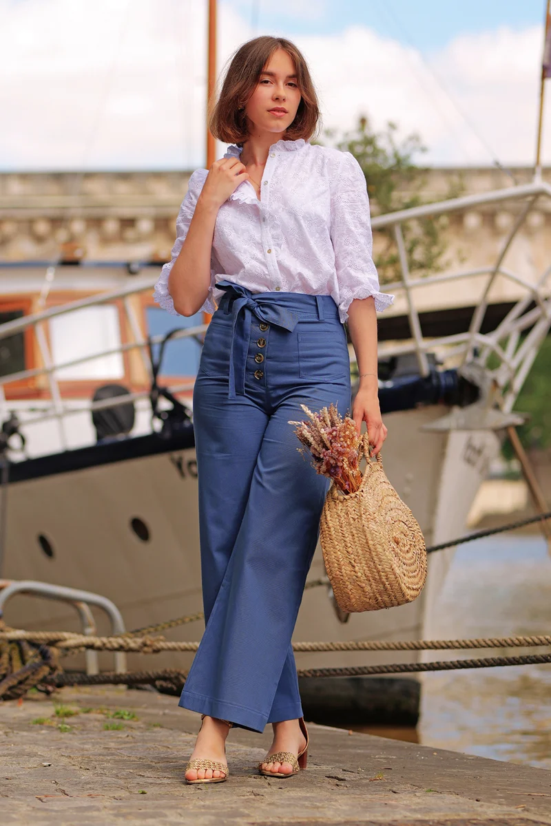 Pantalon Misha - long - toile bleu moyen