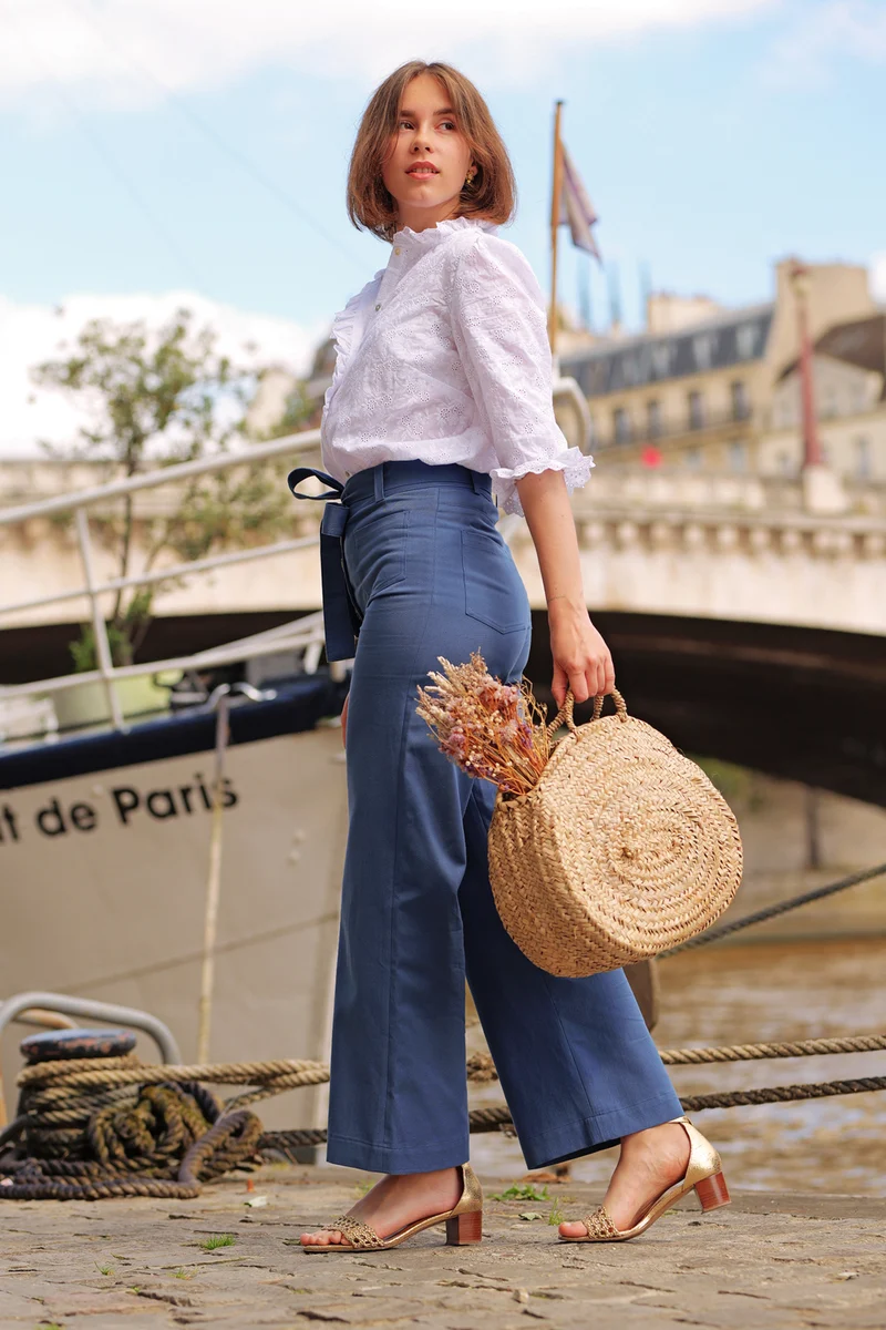 Pantalon Misha - long - toile bleu moyen