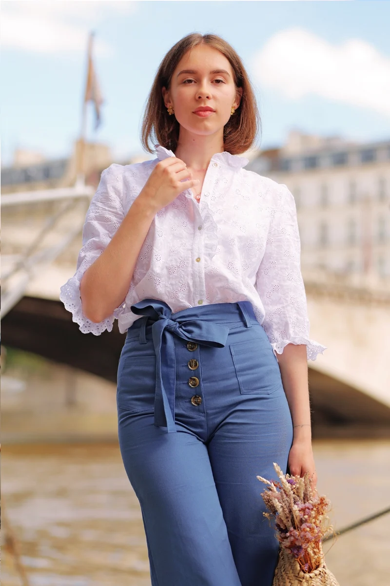 Pantalon Misha - long - toile bleu moyen