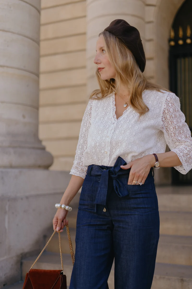 Jean cropped taille haute - Longueur 7/ 8ème - denim brut