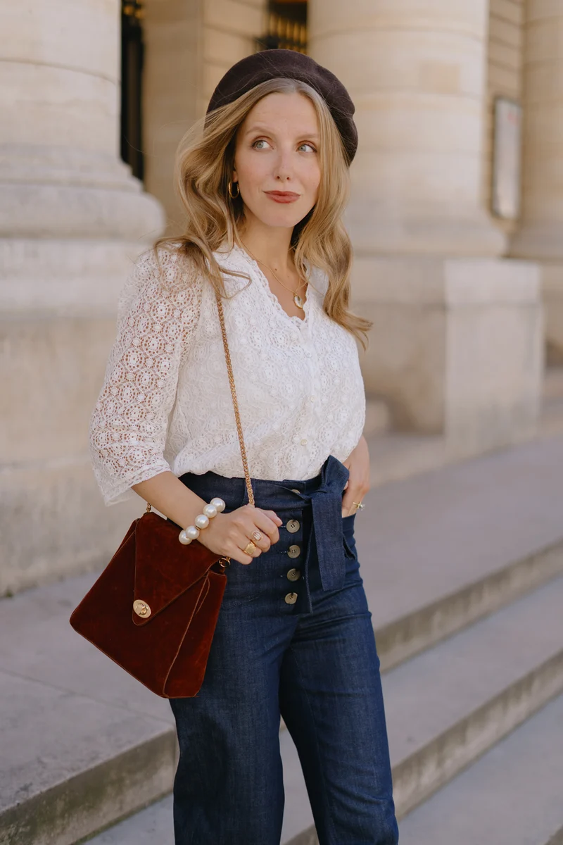 Jean cropped taille haute - Longueur 7/ 8ème - denim brut