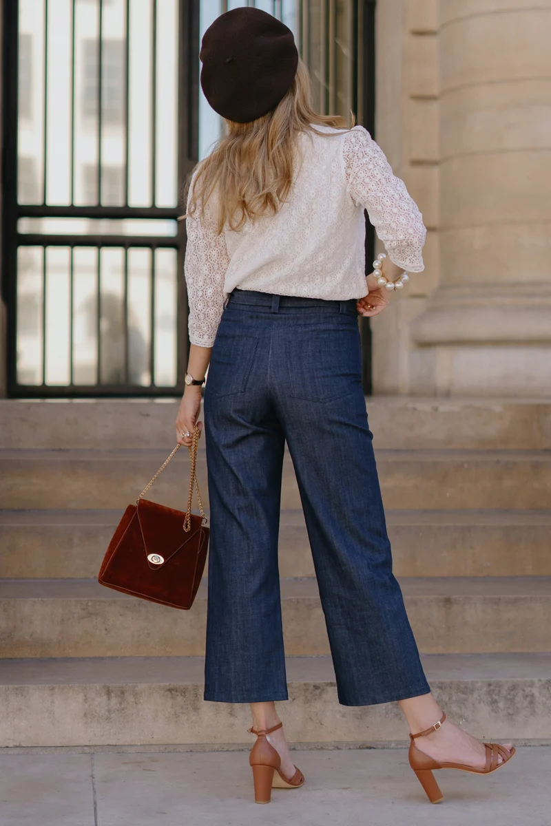 Jean cropped taille haute - Longueur 7/ 8ème - denim brut