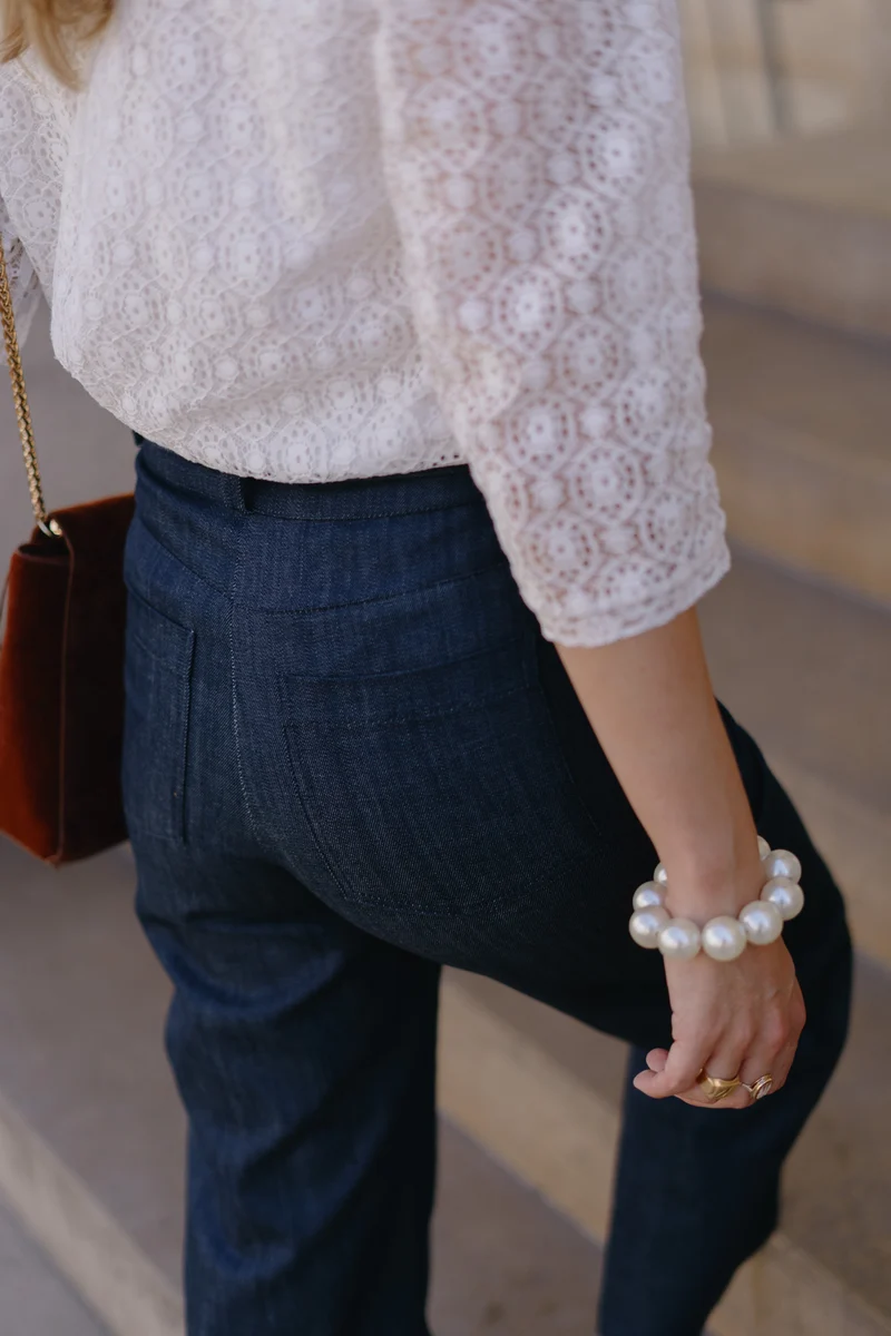 Jean cropped taille haute - Longueur 7/ 8ème - denim brut