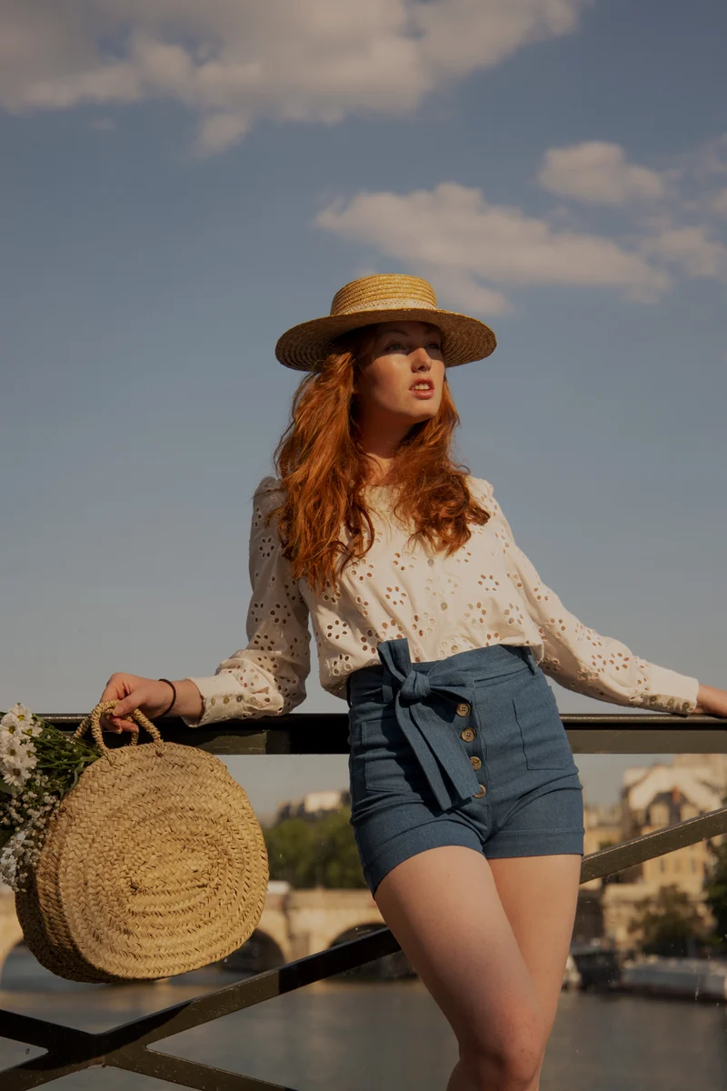 Short Sasha - bleu denim moyen - coton upcyclé