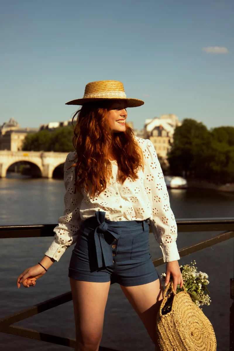 Short Sasha - bleu denim moyen - coton upcyclé