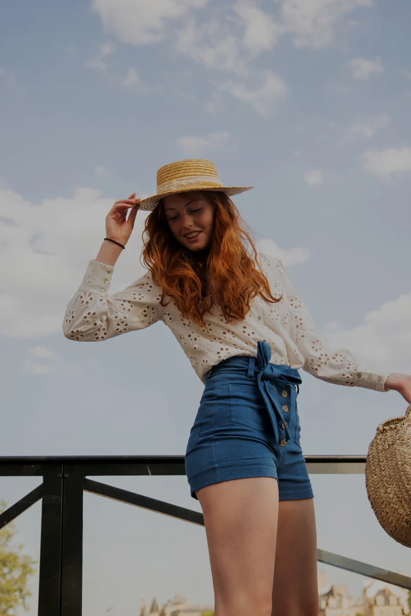 Short Sasha - bleu denim moyen - coton upcyclé