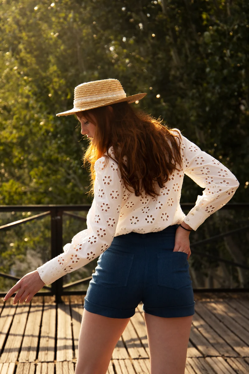 Short Sasha - bleu denim moyen - coton upcyclé