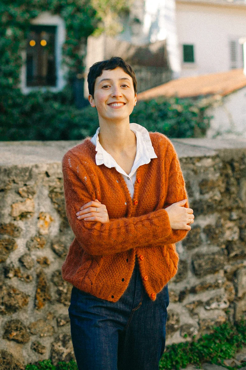 Gilet Aleksei - kid mohair soie - tricoté main - rouille