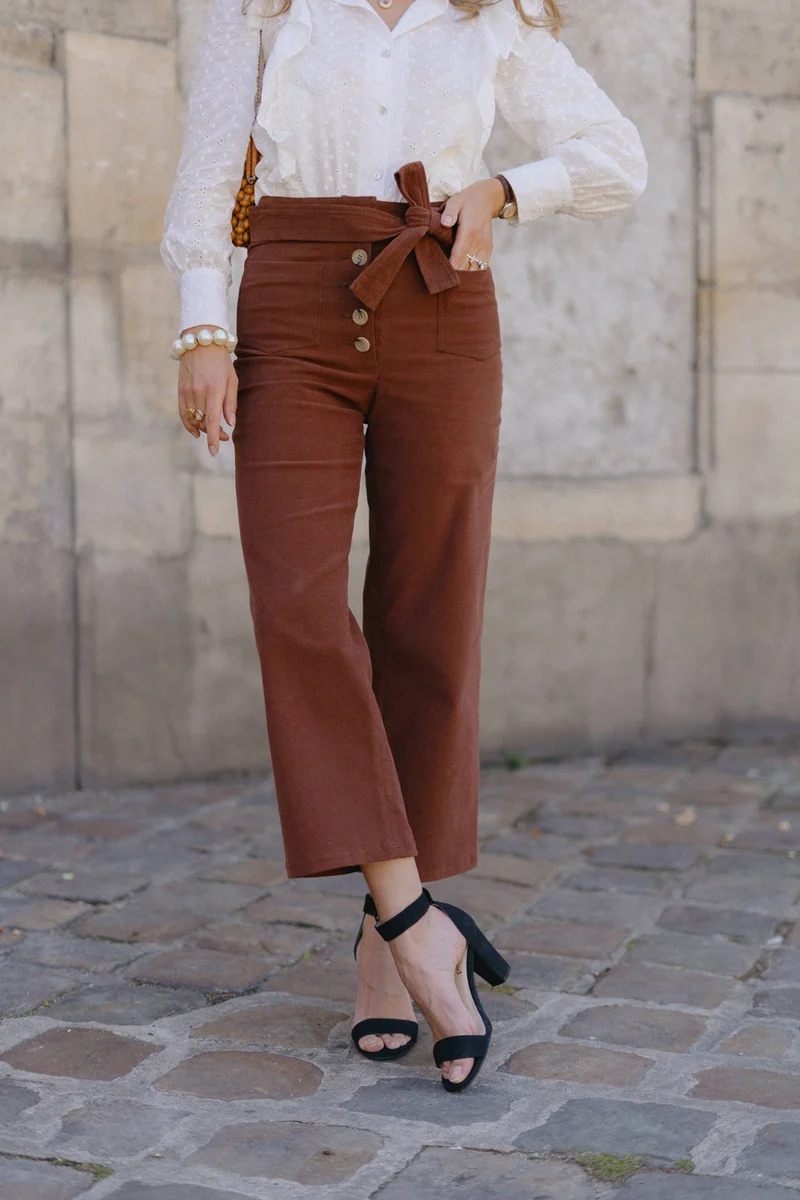 Pantalon Mitya - velours côtelé - longueur 7/8