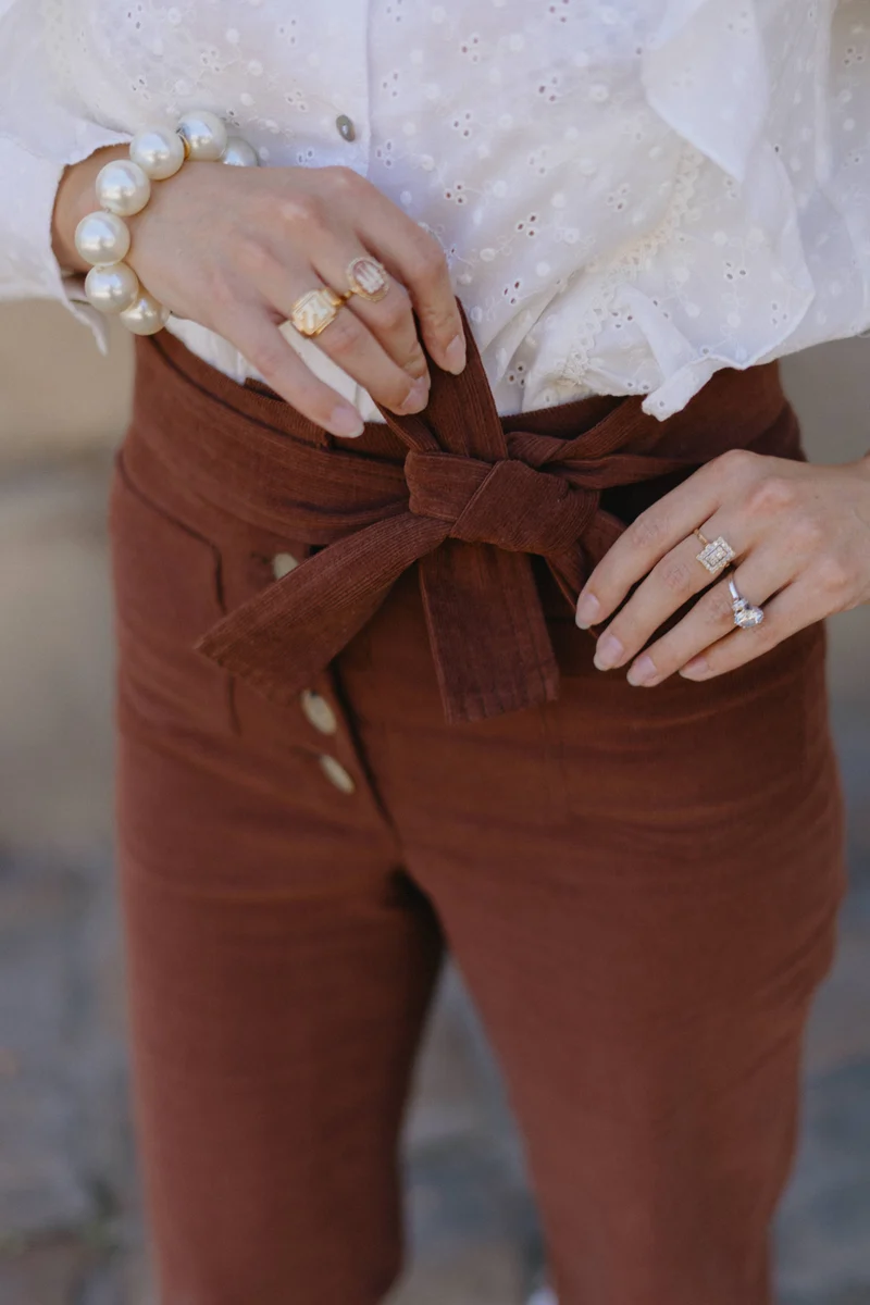 Pantalon Mitya - velours côtelé - longueur 7/8
