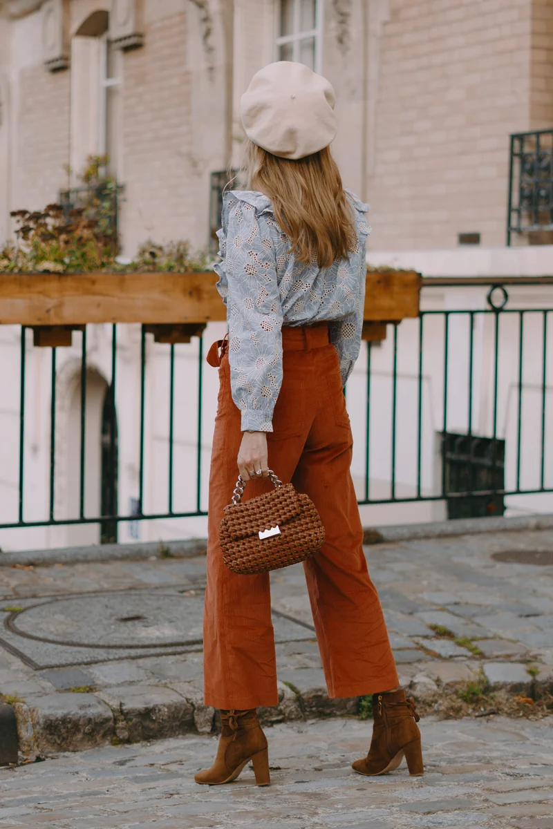 Pantalon Mitya - 7/8 - velours côtelé - brandy