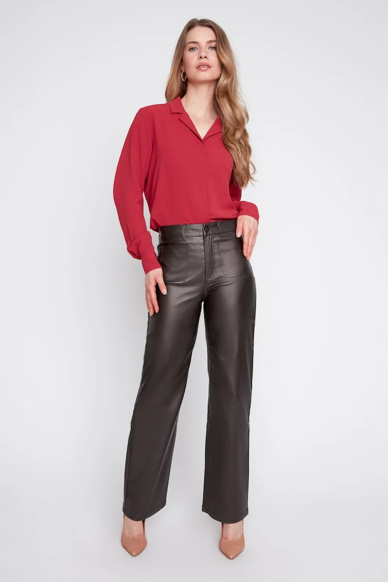 Le pantalon droit effet cuir Renuar | R11088-E3054
