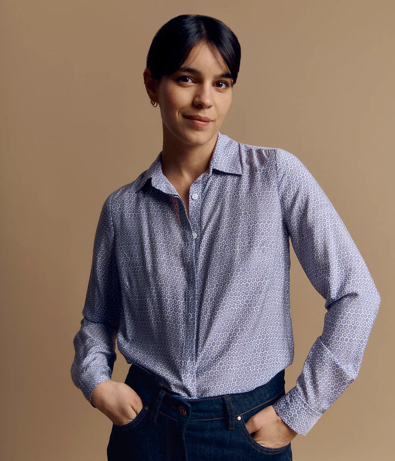 Chemise imprimée en viscose et soie COUNTRY/84092/640