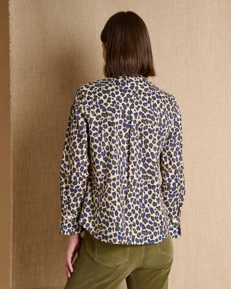 Chemise bleu marine imprimée léopard coupe droite CAMOUFLAGE/14128/635
