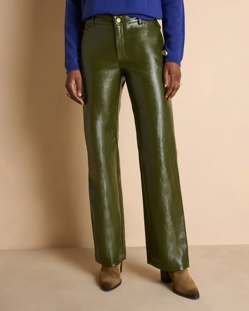 Pantalon vert droit et large PIVERT/14080/193