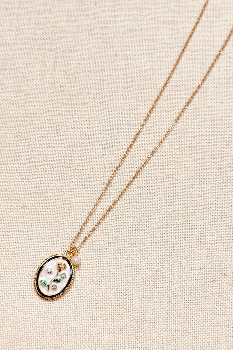 GRACIE ROSE Collier Médaillon Floral