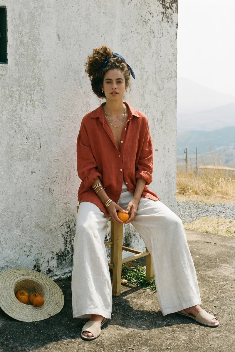 Oversized Long Sleeve Linen Shirt - SOFIJA