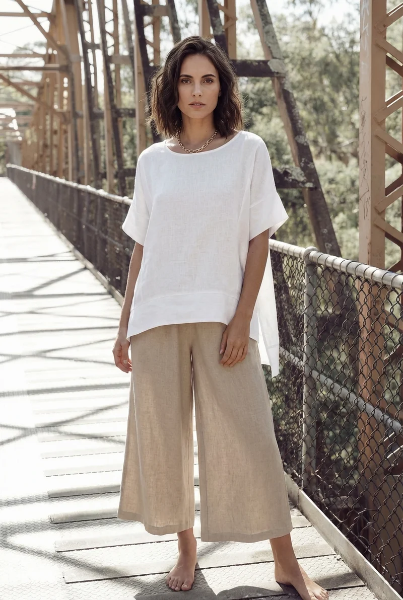 Oversized Boxy Linen Tunic Top