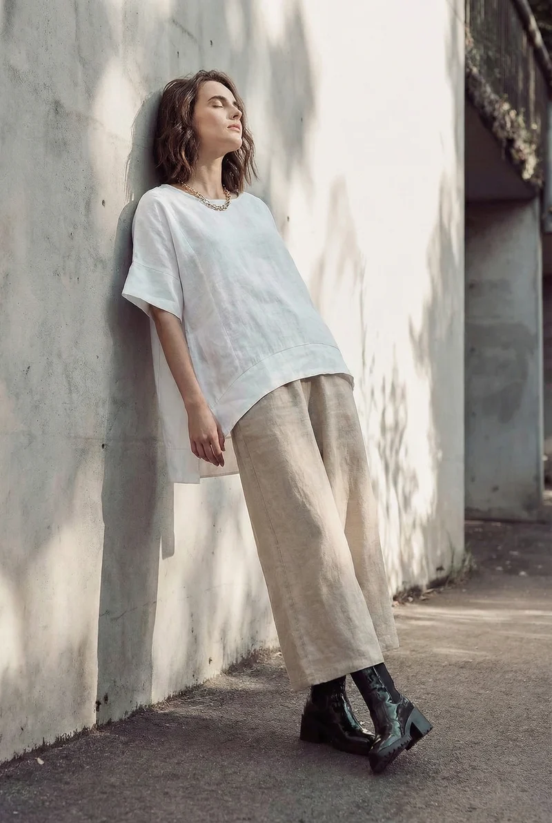 Oversized Boxy Linen Tunic Top
