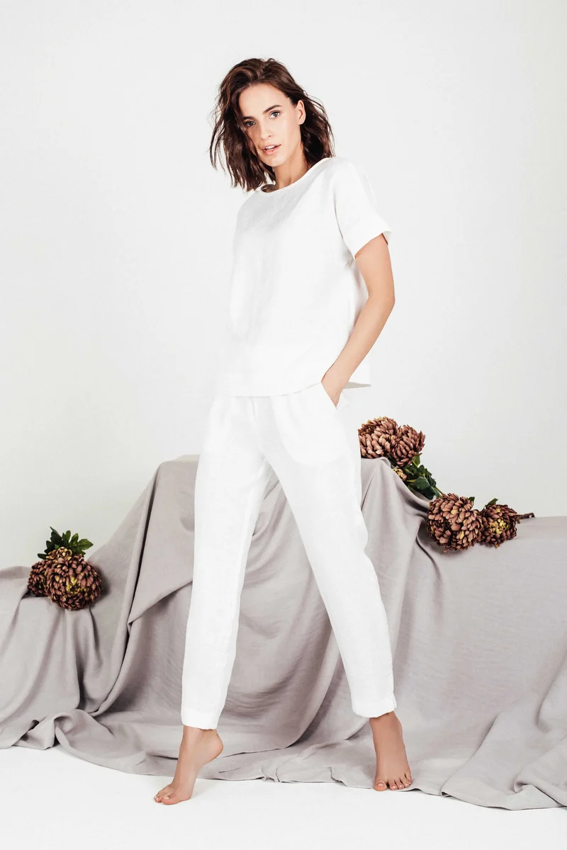 Boxy Linen Top | Women's Relaxed-Fit Short Sleeve Blouse - SORA