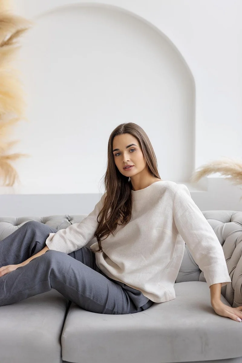 Oversized Linen Blouse Off-White DIVA