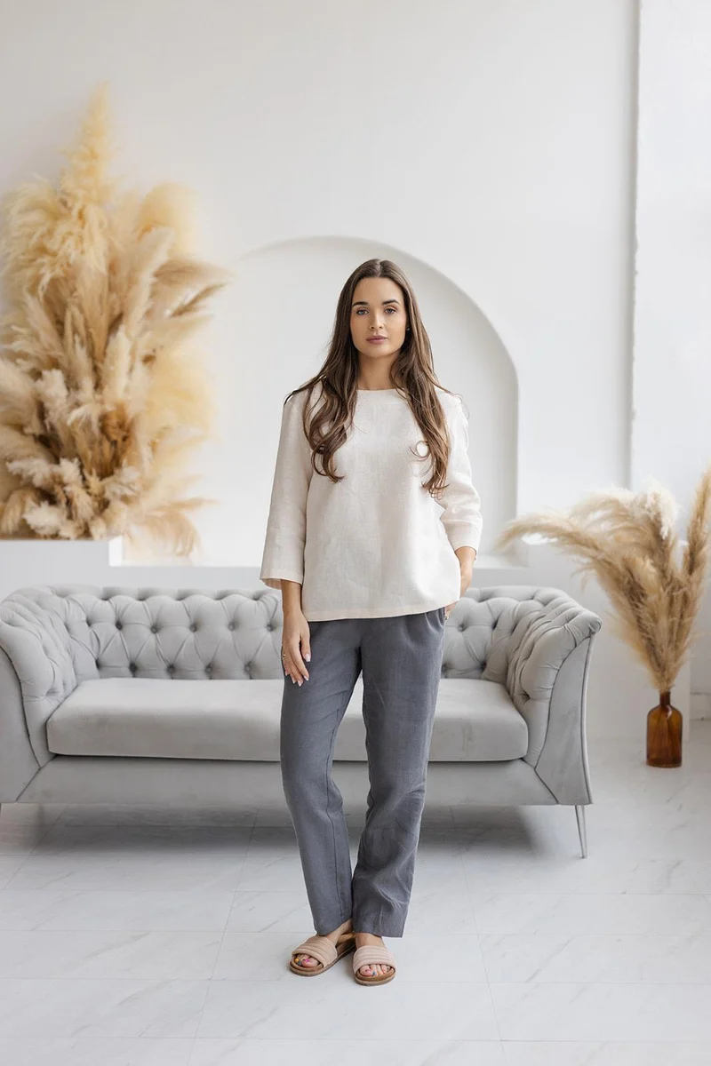 Oversized Linen Blouse Off-White DIVA