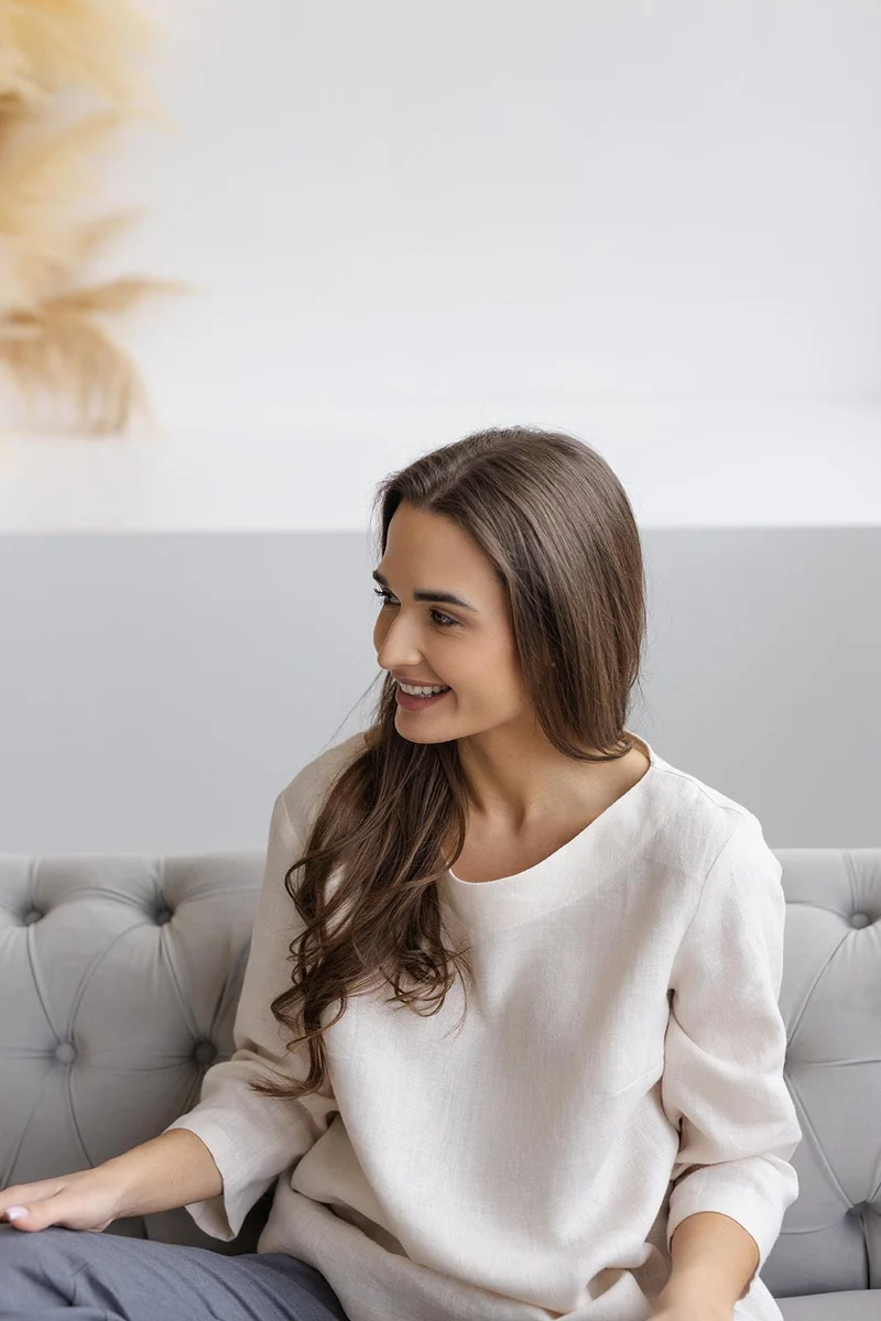 Oversized Linen Blouse Off-White DIVA