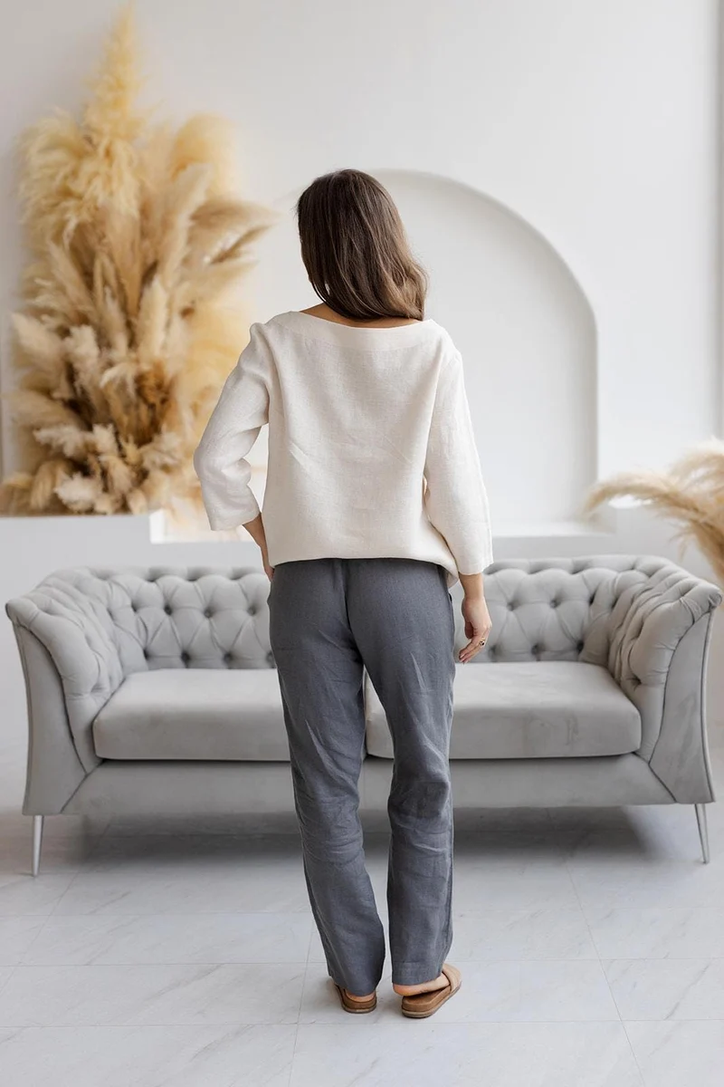 Oversized Linen Blouse Off-White DIVA